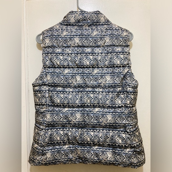 Ruff Hewn‎ Puffer Vest Women Petite Large Gray Fair Isle Print Full Zip Hiking - Picture 6 of 8